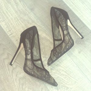 Black lace pumps size 8